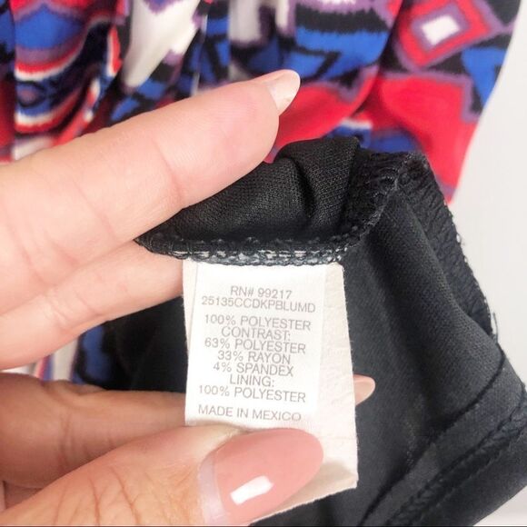 CHARMING CHARLIE | Black Red White & Blue Aztec Print Dress Women’s Size Large - Picture 5 of 7